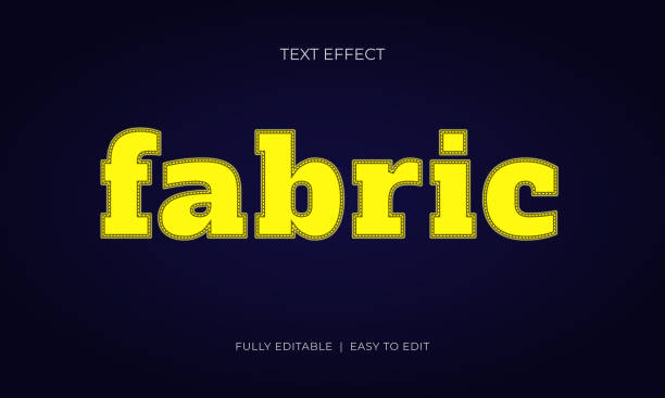 Fabric text jeans embroidery style editable text effect Fabric text embroidery garments menufacture style editable text effect 156 number stock illustrations