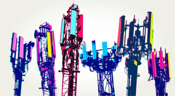 Vector illustration of Cellular communications tower for mobile phone