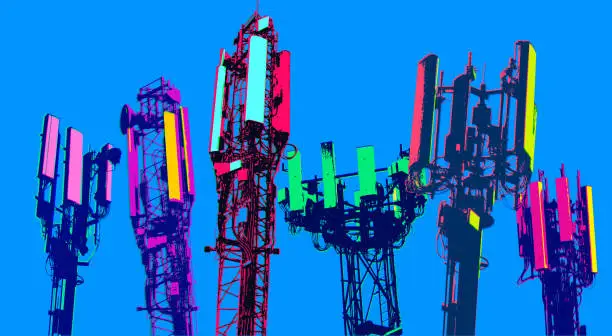 Vector illustration of Cellular communications tower for mobile phone