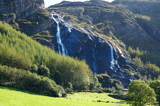 The waterfall at Gleninchaquin Park on the Beara Peninsula, County Kerry, Ireland.