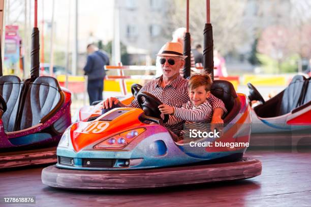 Two Best Friends In Bumper Car Stock Photo - Download Image Now