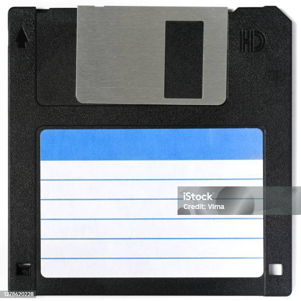 Floppy Disk With Clear Label To Write On It Stock Photo - Download Image Now - Backup, Application Form, Backgrounds