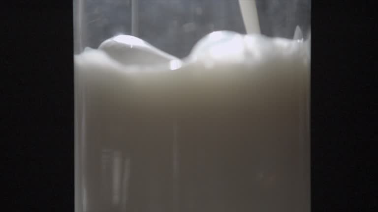 Pouring Fresh Milk Into Glass Slow Motion