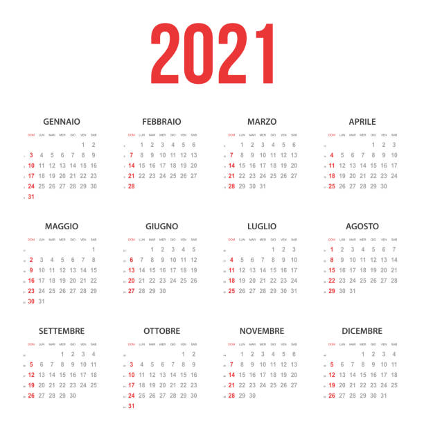 i̇talyan takvimi 2021 - i̇talyanca illüstrasyonlar stock illustrations