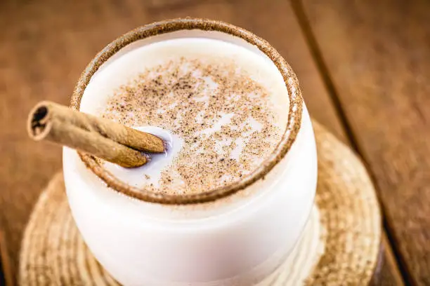 hot eggnog typical of Christmas, made at home all over the world, based on eggs and alcohol. called eggnog, Auld Man's milk, milk and pisco, momo cola, coquito or Crème de Vie or Eierlikör