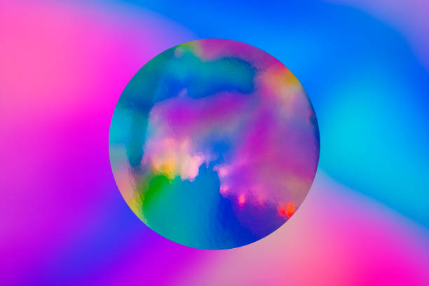 istock Abstract spectrum vaporwave holographic blended colors with circle shape 1278625281