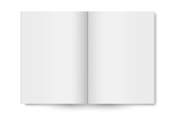 pusta otwarta książka odizolowana na białym tle - book open paperback page stock illustrations