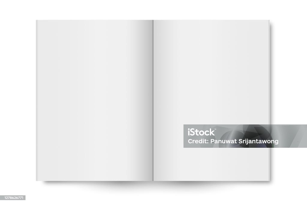 Tom öppen bok isolerad på vit bakgrund - Royaltyfri Bok - Tryckt media Illustrationer