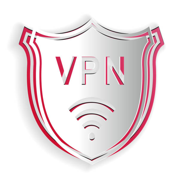 istock Paper cut Shield with VPN and WiFi wireless internet network icon isolated on white background. VPN protect safety. Virtual private network for security. Paper art style. Vector 1278630473