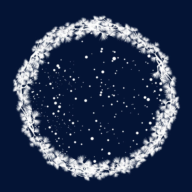 istock winter season natural round frame made of pine tree branches white vector silhouette 1278633972