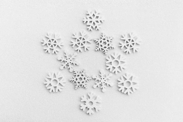 istock Christmas white snowflake on white sparkling background 1278636085