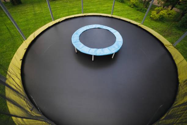 istock small trampoline on big one with round mat, size comparison, green lawn background 1278639926