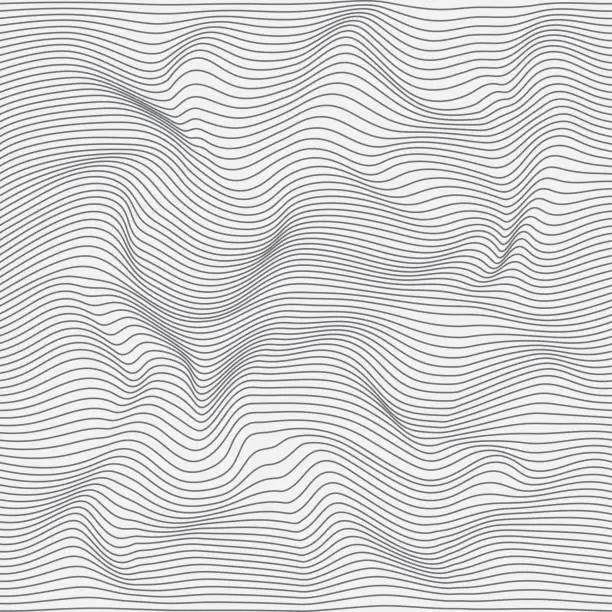 Vector illustration of Wavy monochrome linear texture.