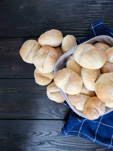istock Homemade yeast rolls on a black table 1278644562