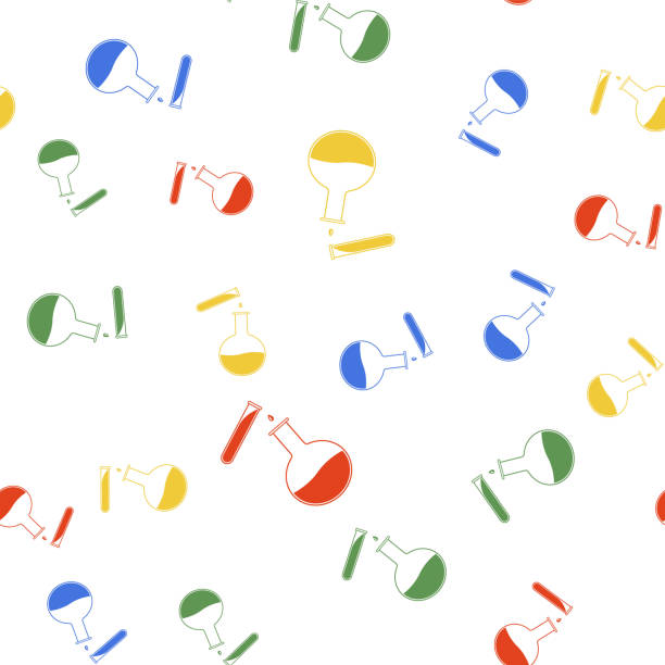istock Color Test tube and flask - chemical laboratory test icon isolated seamless pattern on white background. Laboratory glassware sign. Vector 1278645039
