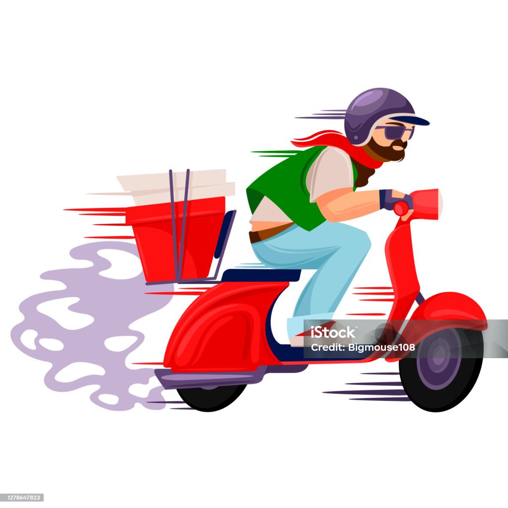 Cartoon Color Character Person Male Pizza Delivery Man Concept Vector Stock  Illustration - Download Image Now - iStock