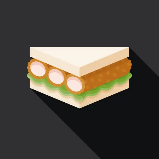 Vector illustration of Ebi Katsu Japanese Konbini Sandwich Icon