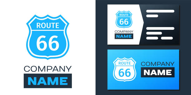 ilustrações de stock, clip art, desenhos animados e ícones de logotype american road icon isolated on white background. route sixty six road sign. logo design template element. vector - route 66 illustrations