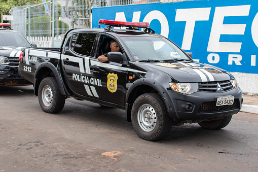 Santarem/Para/Brazil - Sep 07, 2019: Civil Police vehicle of the Para state public safety system.