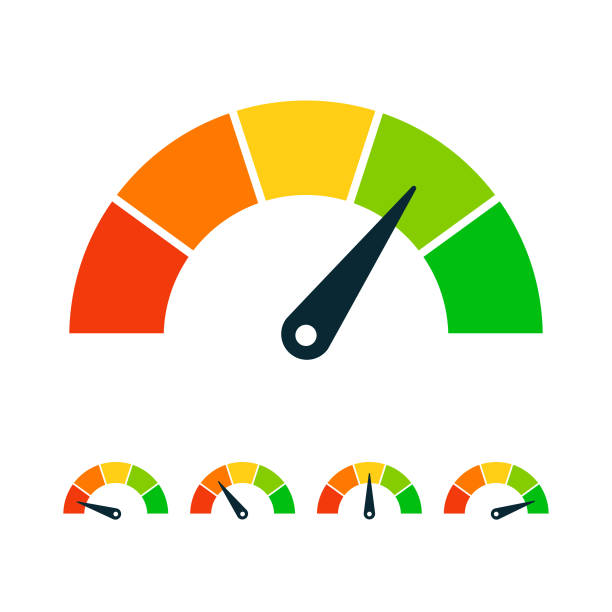 illustrazioni stock, clip art, cartoni animati e icone di tendenza di set di misurazioni velocità di valutazione - illustrazione del materiale vettoriale - motor vehicle speedometer technology car