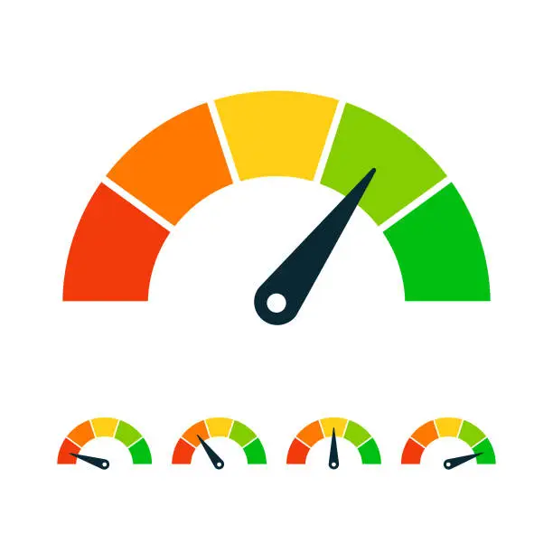 Vector illustration of Rating Speed Meter Set - Vector Stock Illustration