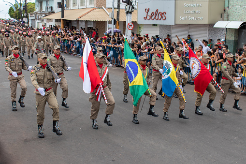 Santarem/Para/Brazil - Sep 07, 2019: Para State Fire Department parading during Independence Day Parade.