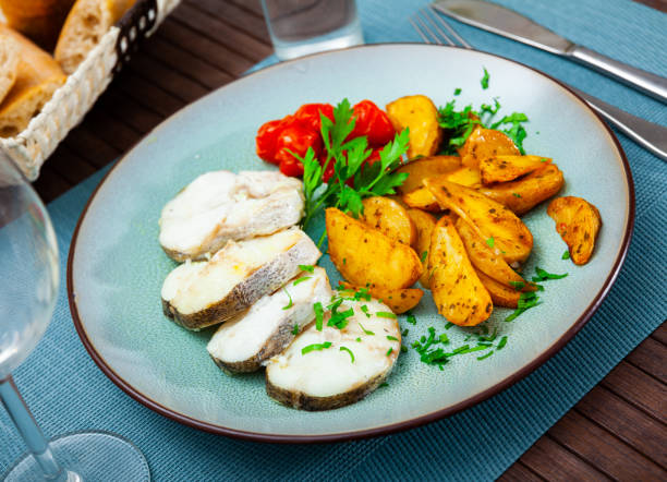 istock Steamed cornish salmon steaks served with vegetables 1278657346
