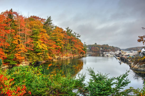 Beautiful Fall Colors with reflection-Booth Bay Harbor,  Maine