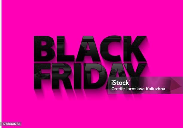 黑色星期五向量文本在粉紅色背景窗玻璃效果反射光澤的黑色字母迷人的顏色用於明亮的銷售橫幅設計向量圖形及更多黑色星期五 - 購物活動圖片 - 黑色星期五 - 購物活動, 粉紅色, 背景 - 主題