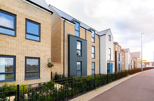 Newly built 3 story apartment and homes estate development in England