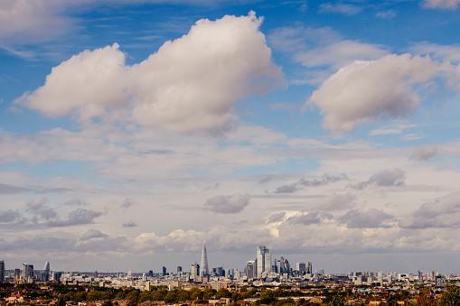 London central skyline with major city landmarks of financial district