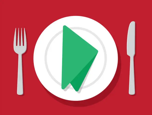 Vector illustration of Silverware with Plate Icon Flat