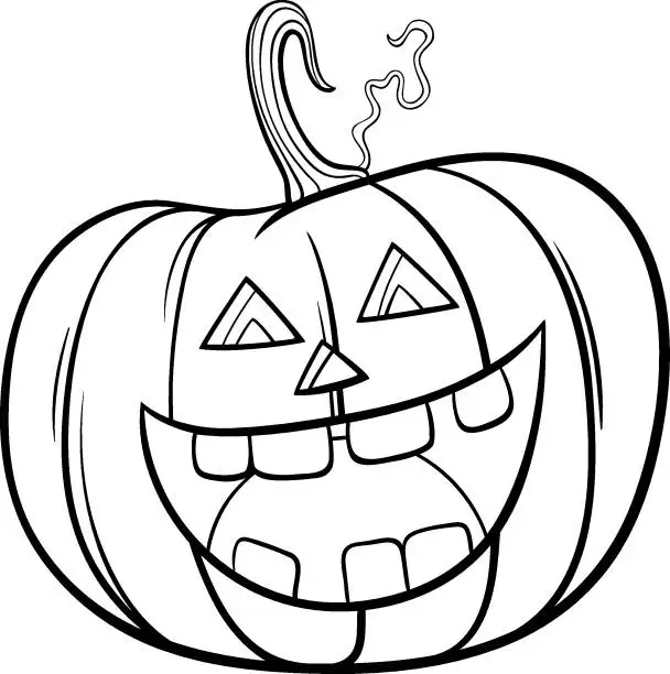 Vector illustration of Halloween pumpkin character cartoon coloring book page