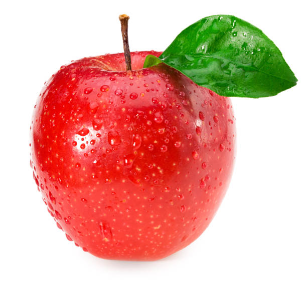 istock red apples with green leaves isolated on a white background 1278670245