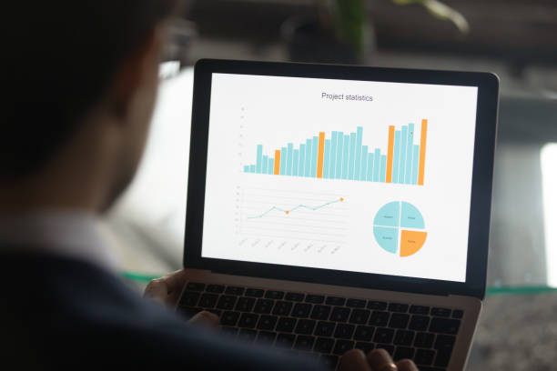 istock Close up on screen with marketing research charts. 1278673144