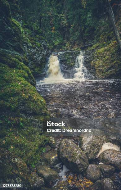 A Small Waterfall Called Brastadfossen Near Gjovik In Norway Stock Photo - Download Image Now