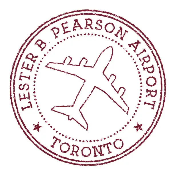 Vector illustration of Lester B. Pearson Airport Toronto stamp.