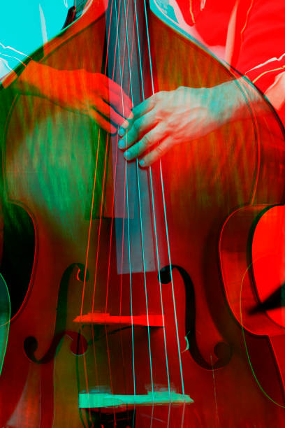 Cropped shot of man playing contrabass Cropped shot of man playing contrabass orchestra abstract stock pictures, royalty-free photos & images