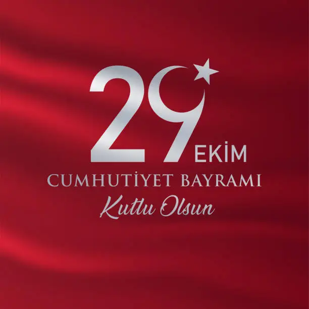 Vector illustration of 29 Ekim Cumhuriyet Bayrami kutlu olsun, Republic Day in Turkey. Translation: Happy 29 October Turkey Republic Day. Vector illustration, poster, celebration card, graphic, post and story design.