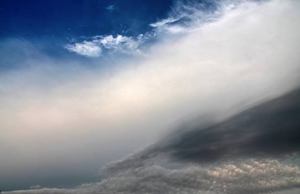 istock Stunning mixed cloud formation panorama in a summer sky 1278686444