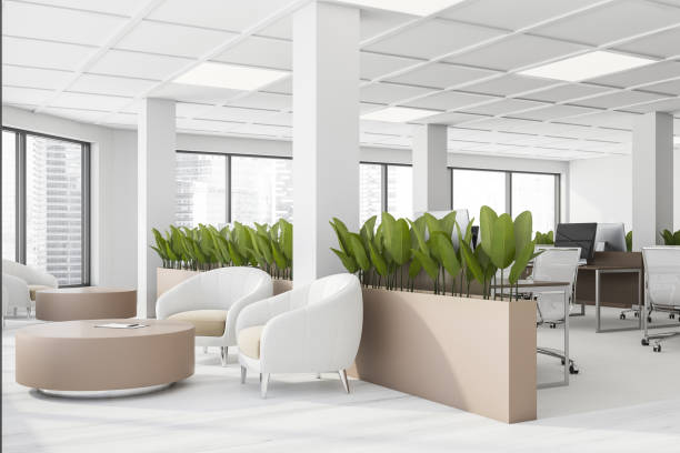 istock White office waiting room corner with armchairs 1278687704