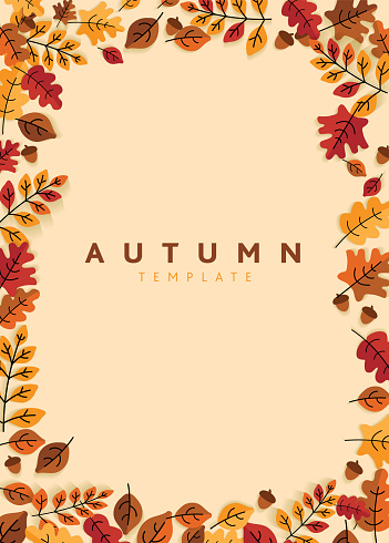 가을 잎이 있는 창의적인 가을 포스터 템플릿 배경의 벡터 일러스트 가을 단풍에 대한 스톡 벡터 아트 및 기타 이미지 - 가을 단풍, 가을,  개체 그룹 - Istock