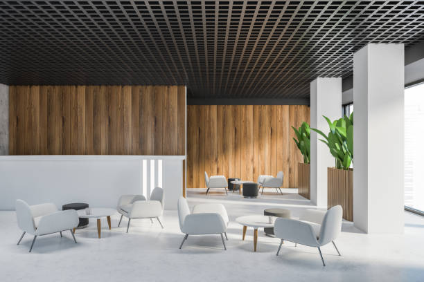 istock White and wooden office lounge area 1278689108