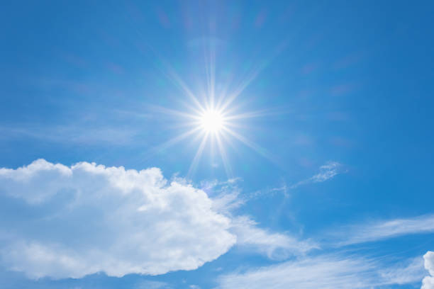 istock blue sky with clouds and sun shines 1278695694