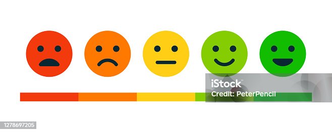 istock Rating Satisfaction. Set of Emotion Smiles - Exellent, Good, Normal, Not Good, Bed. Vector Stock Illustration 1278697205