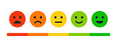 istock Rating Satisfaction. Set of Emotion Smiles - Exellent, Good, Normal, Not Good, Bed. Vector Stock Illustration 1278697205