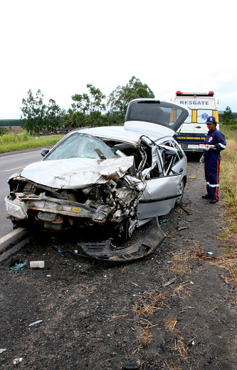 eunapolis, bahia / brazil - february 17, 2008: vehicle accident on highway BR 101 in the city of Eunapolis, in southern Bahia.\
