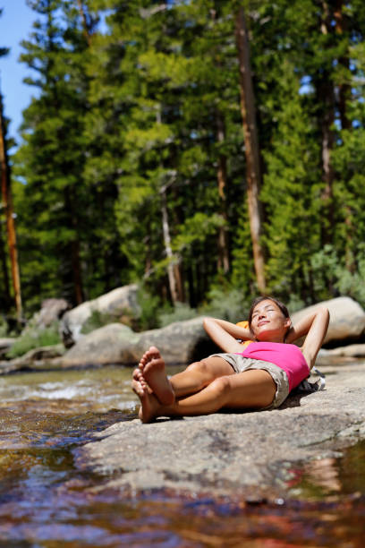 istock Hiking girl relaxing sleeping in nature forest 1278708633