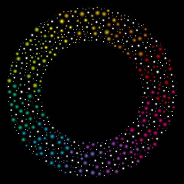 Vector illustration of Simple rainbow dotted circle