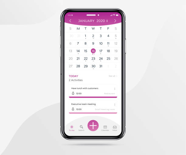 istock Mobile app calendar concept, Activity calendar template UI UX design, Smartphone calendar schedule application, Vector illustration for graphic design 1278716009
